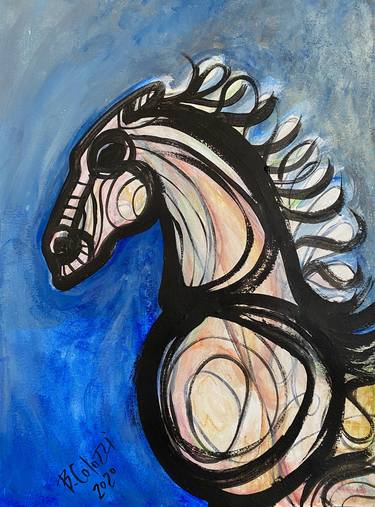 Print of Abstract Expressionism Horse Paintings by Belinda Colozzi