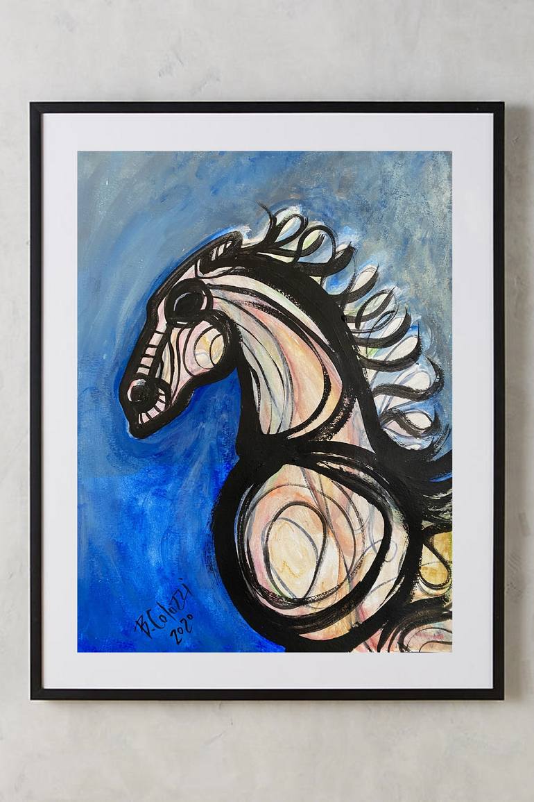 Original Abstract Expressionism Horse Painting by Belinda Colozzi