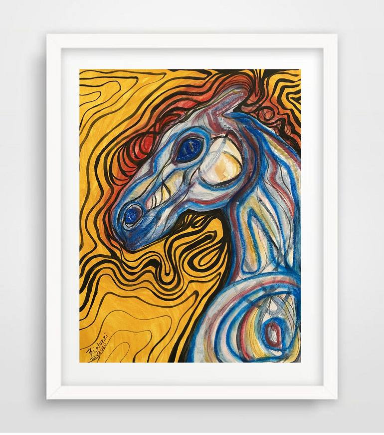 Original Expressionism Horse Painting by Belinda Colozzi