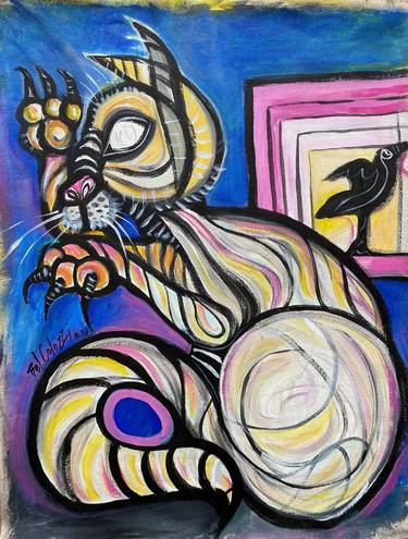 Original Abstract Cats Paintings by Belinda Colozzi