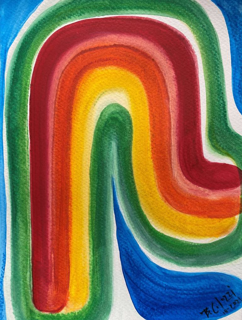 Original Abstract Painting by Belinda Colozzi  Abstract Art on Paper  Happy Time