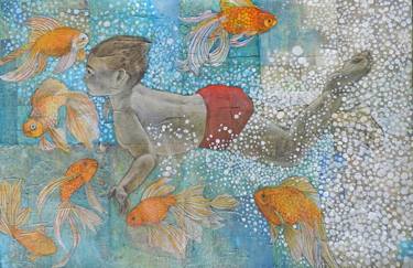 Original Fine Art Fish Collage by Sabrina J Squires