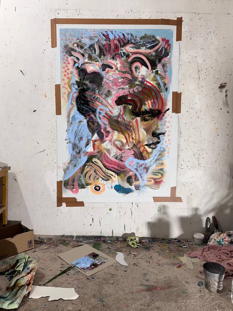 Original Conceptual People Painting by Janos Huszti