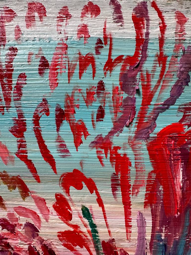 Original Expressionism Floral Painting by Janos Huszti