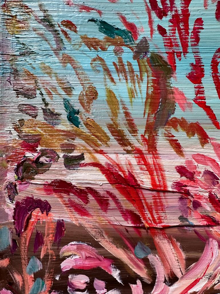 Original Expressionism Floral Painting by Janos Huszti