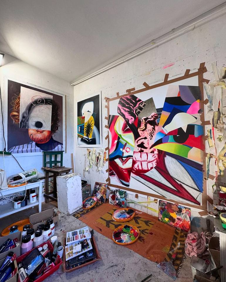 Original Conceptual People Painting by Janos Huszti