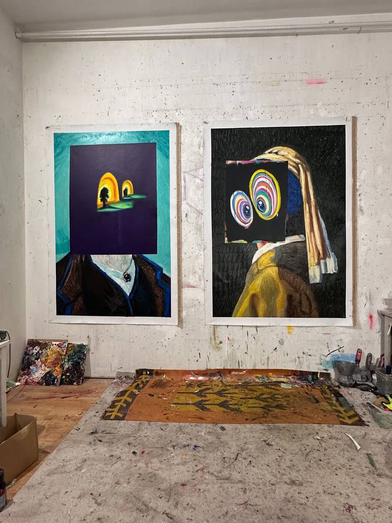 Original Conceptual Humor Painting by Janos Huszti