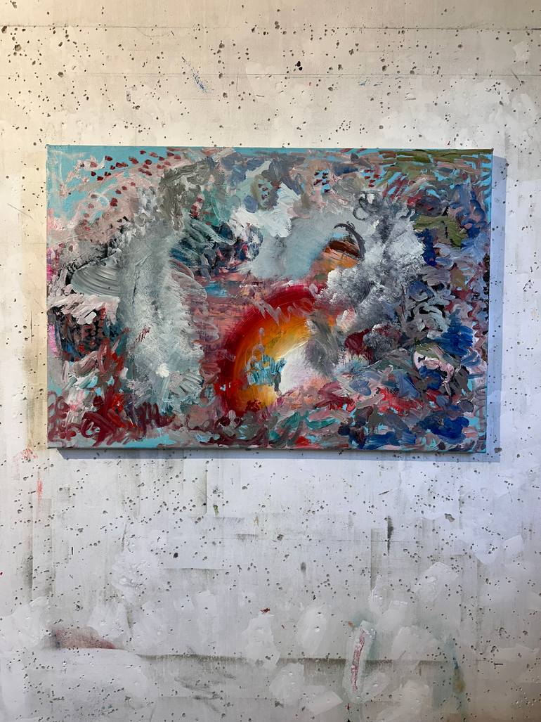 Original Abstract Expressionism Abstract Painting by Janos Huszti