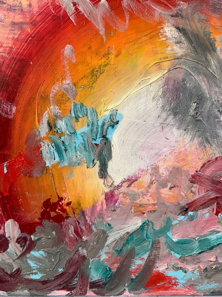 Original Abstract Expressionism Abstract Painting by Janos Huszti