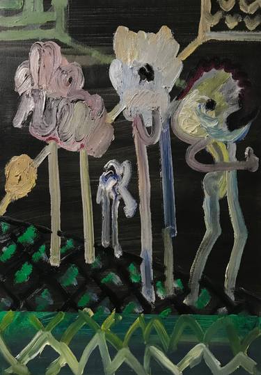 Original Abstract Expressionism People Paintings by Janos Huszti