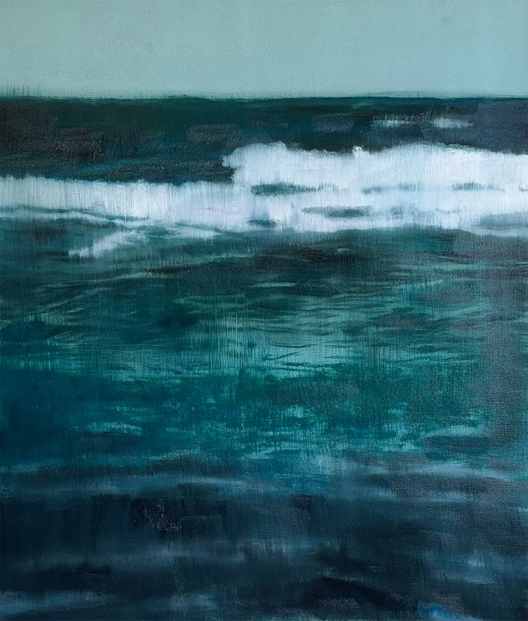 Print of Contemporary Ocean Painting by Janos Huszti