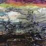 Painted richly with white, cream, red, green, pink, etc. After it dried, overpainted with thin colors. Such as Siena brown, dark green, ocher, vibrant green, light blue, magenta, orange yellow.
oil on canvas
20x20x4cm