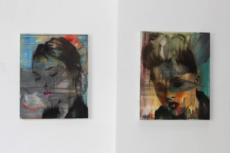 Original Conceptual People Painting by Janos Huszti