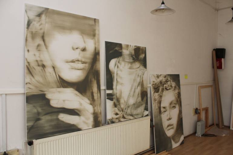 Original Conceptual People Painting by Janos Huszti