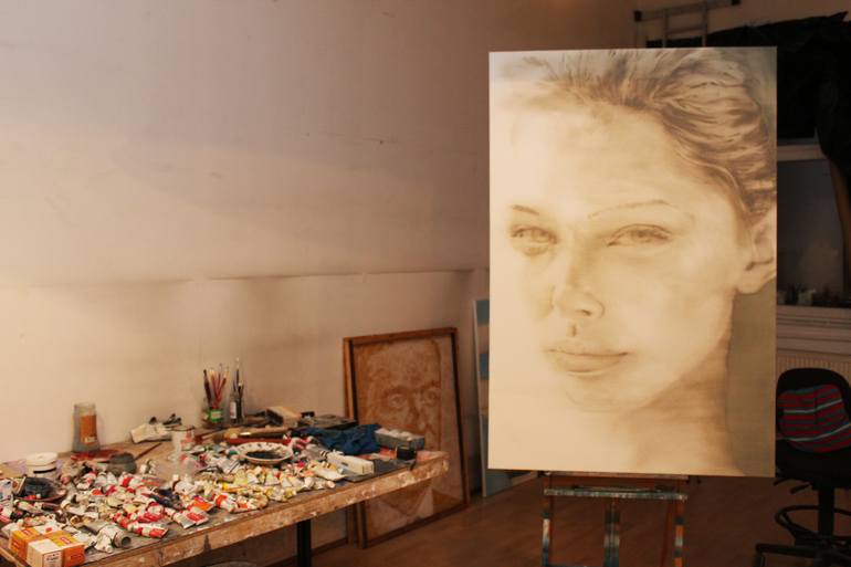 Original Conceptual Portrait Painting by János Huszti