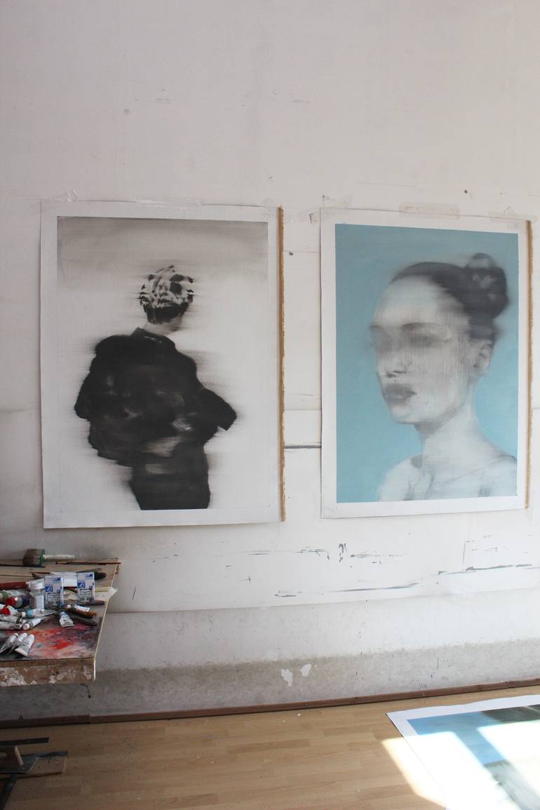 Original Conceptual People Painting by Janos Huszti