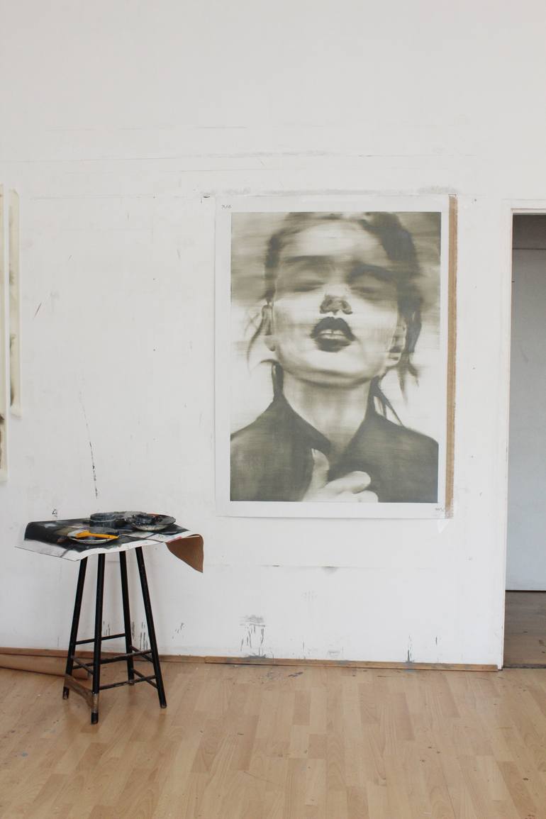 Original Conceptual Portrait Painting by Janos Huszti