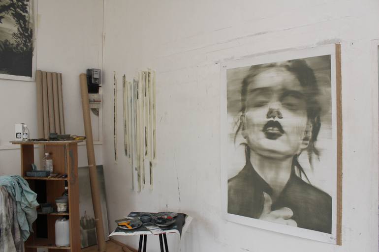 Original Conceptual Portrait Painting by Janos Huszti