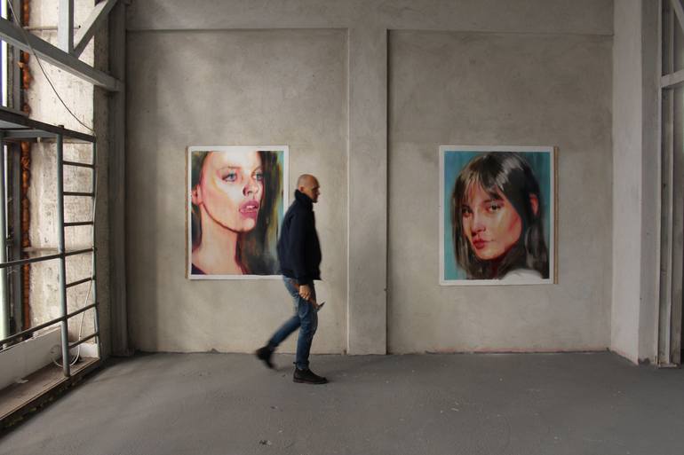 Original Conceptual People Painting by Janos Huszti