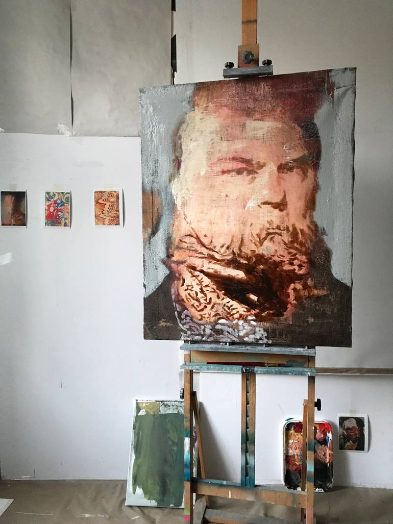 Original Conceptual People Painting by Janos Huszti