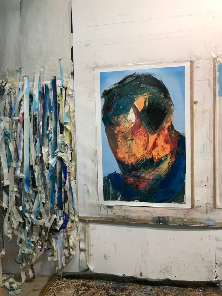 Original Abstract People Painting by Janos Huszti