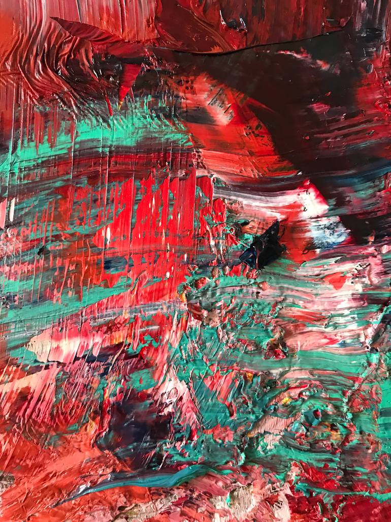 Original Abstract People Painting by Janos Huszti