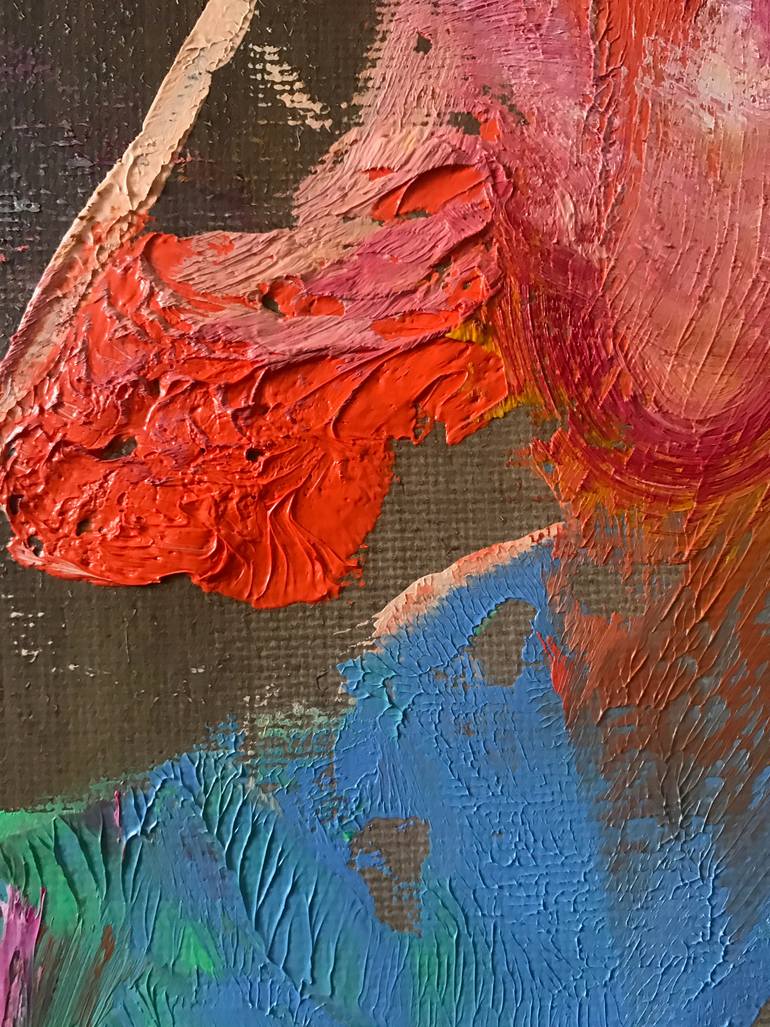 Original Abstract People Painting by Janos Huszti