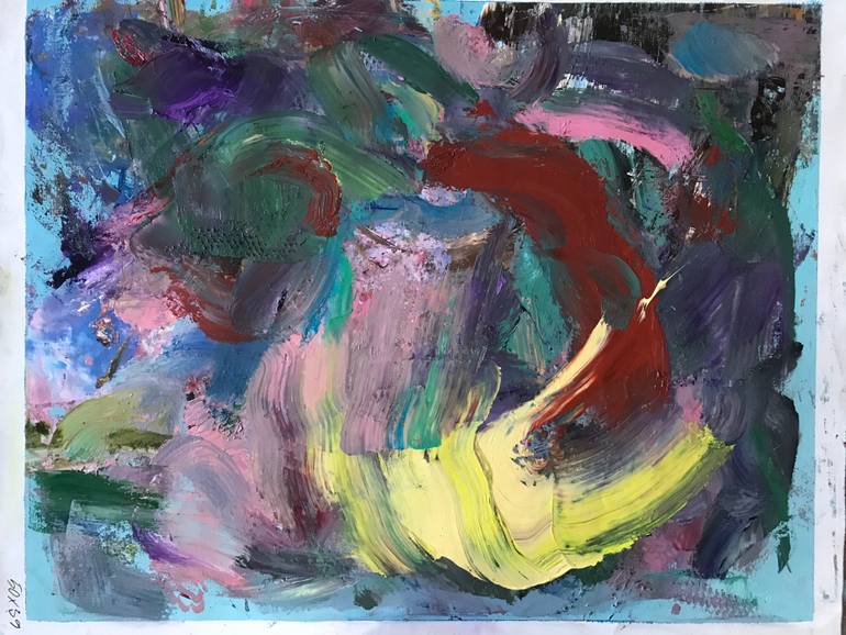 Original Abstract Expressionism Abstract Painting by Janos Huszti