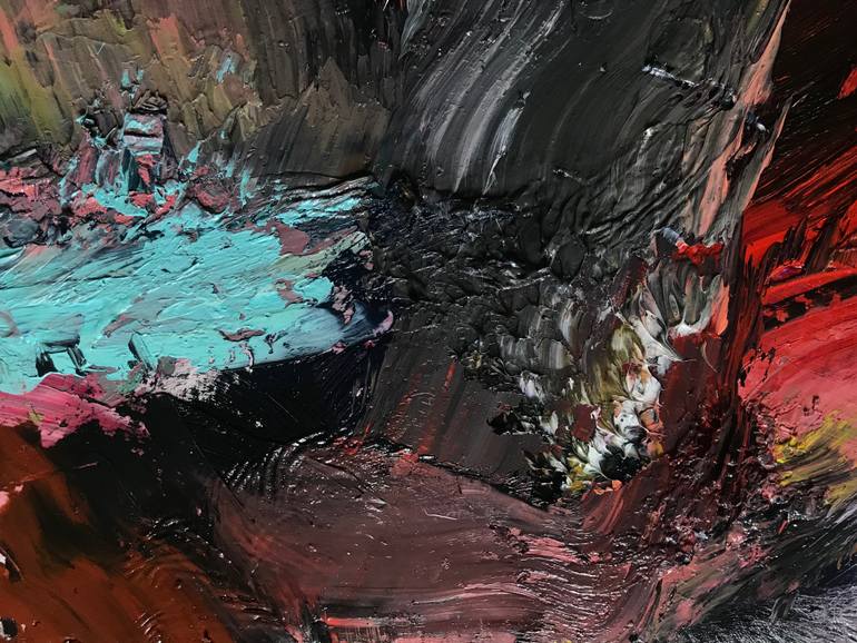 Original Abstract People Painting by Janos Huszti