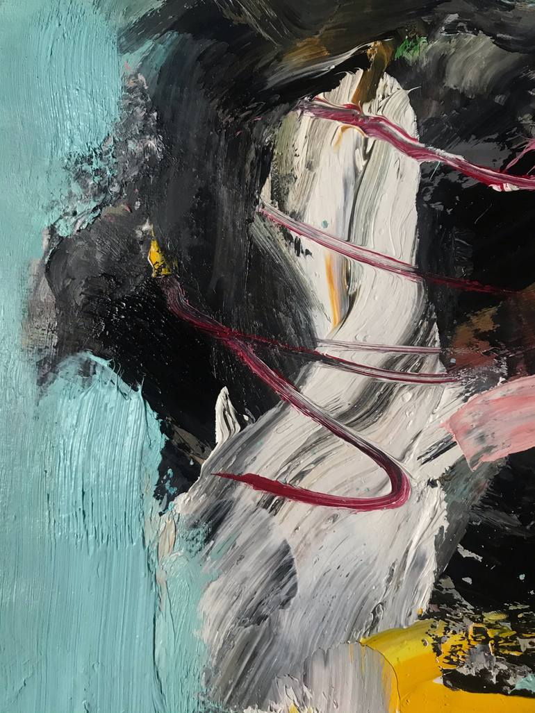 Original Abstract People Painting by Janos Huszti