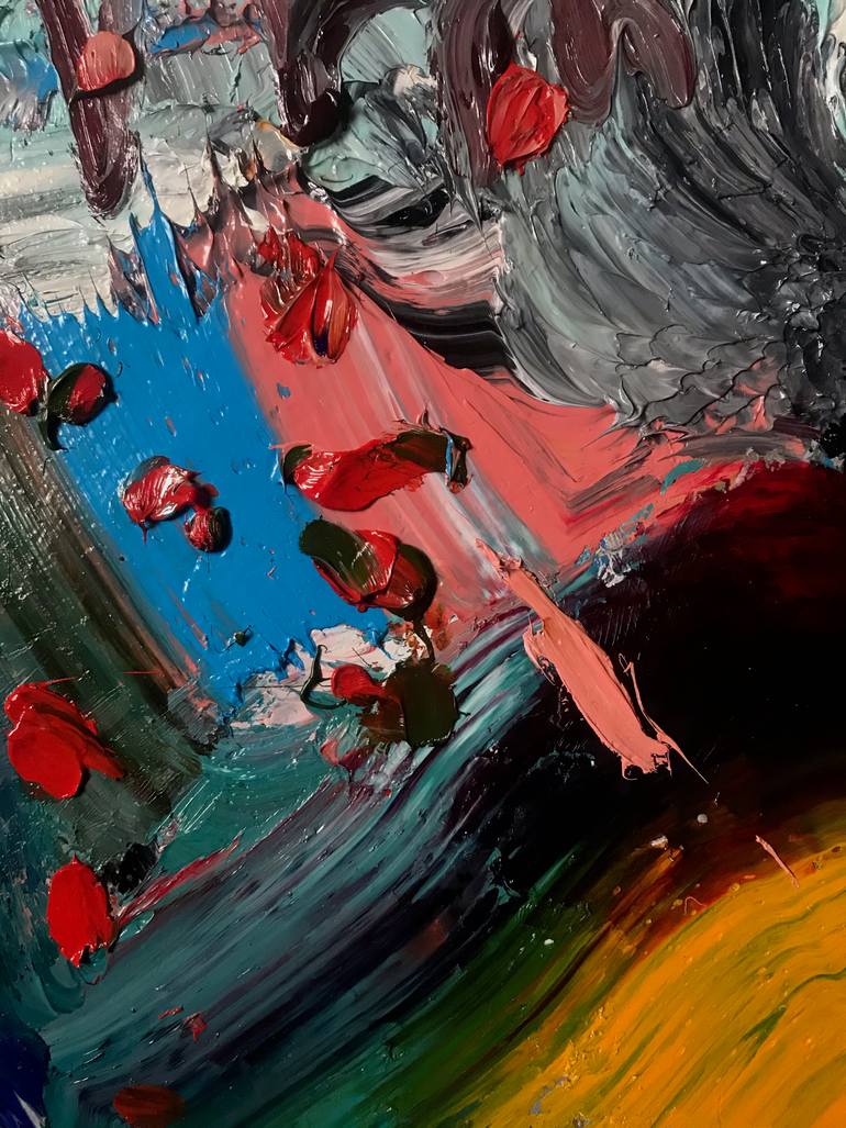 Original Abstract People Painting by Janos Huszti