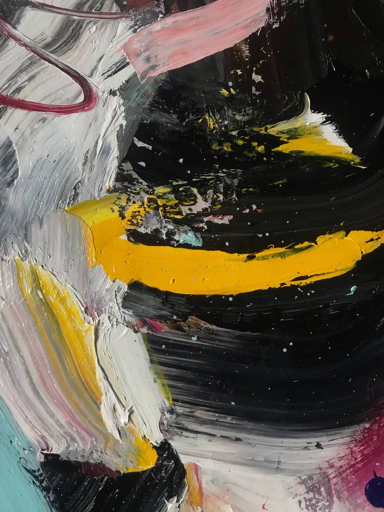 Original Abstract People Painting by Janos Huszti