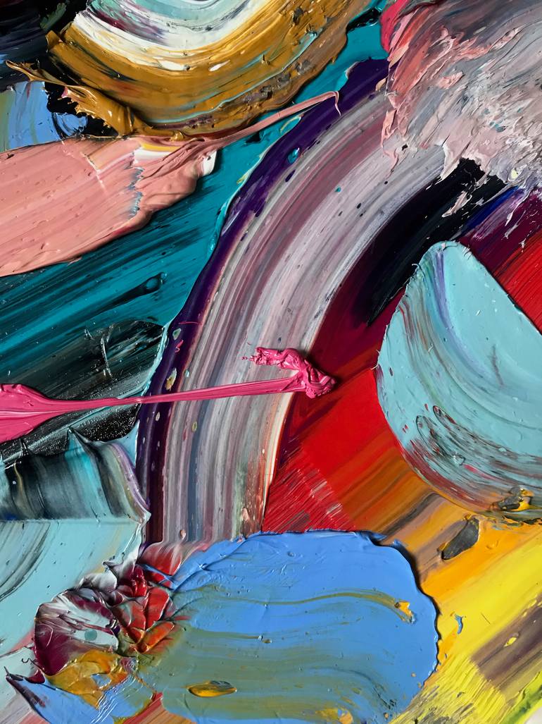 Original Abstract Expressionism Abstract Painting by Janos Huszti