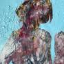 Painted two women wearing skirts. Inside surfaces were painted earlier in last year. Covered this layer with another one (mixed, a bit warmer blue) which makes two figures.
Interesting surfaces, creative appearance.
Oil on canvas
Ships in a crate
22x24"