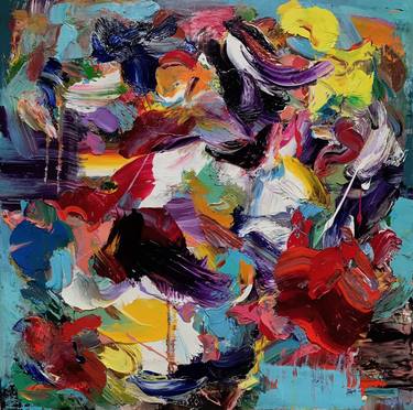Original Abstract Expressionism Abstract Paintings by János Huszti