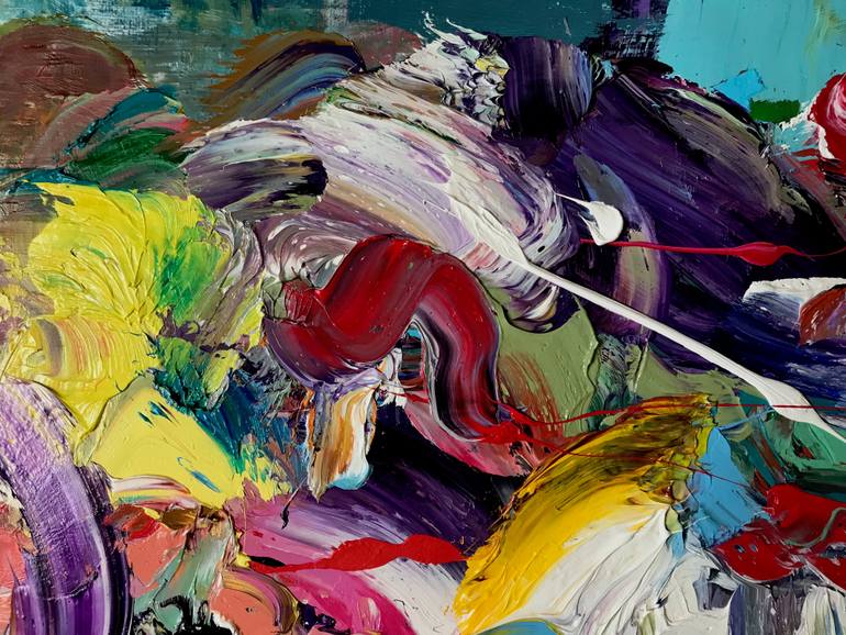 Original Abstract Expressionism Abstract Painting by Janos Huszti