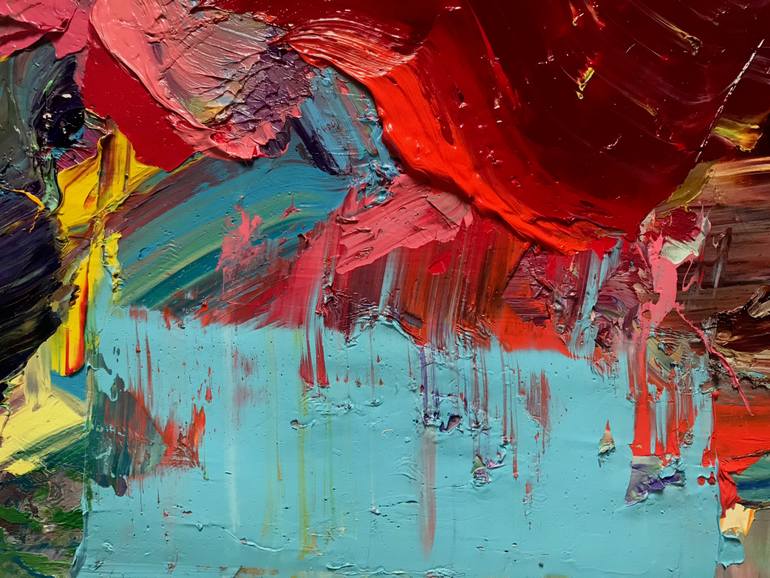 Original Abstract Expressionism Abstract Painting by Janos Huszti