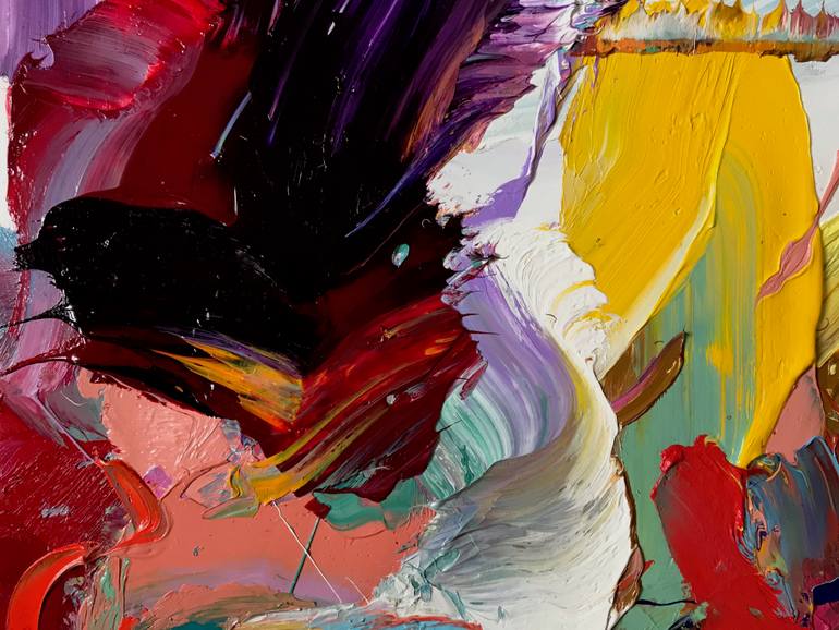 Original Abstract Expressionism Abstract Painting by Janos Huszti