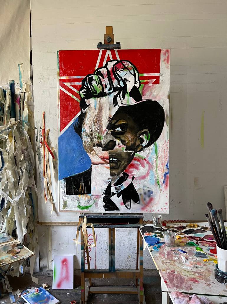 Original Conceptual Pop Culture/Celebrity Painting by Janos Huszti