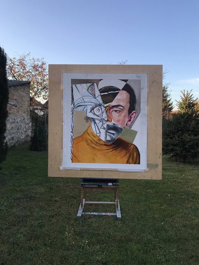 Original Conceptual Portrait Painting by János Huszti