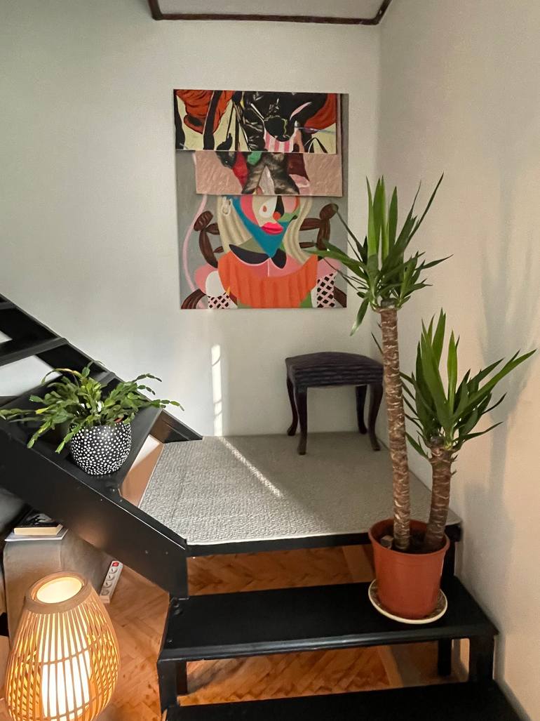 Original Abstract People Painting by Janos Huszti