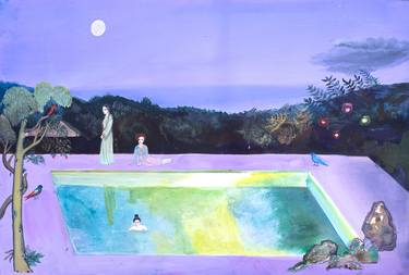 Lilac sky with turquoise pool thumb