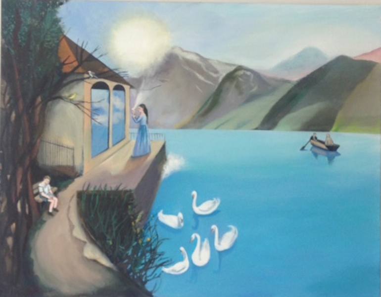 Original Landscape Painting by Daisy Clarke | Figurative Art on Canvas | The Lake