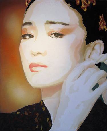 Iconic portrait in fresco-style of Gong Li, "Goodwill Ambassador" of FAO thumb