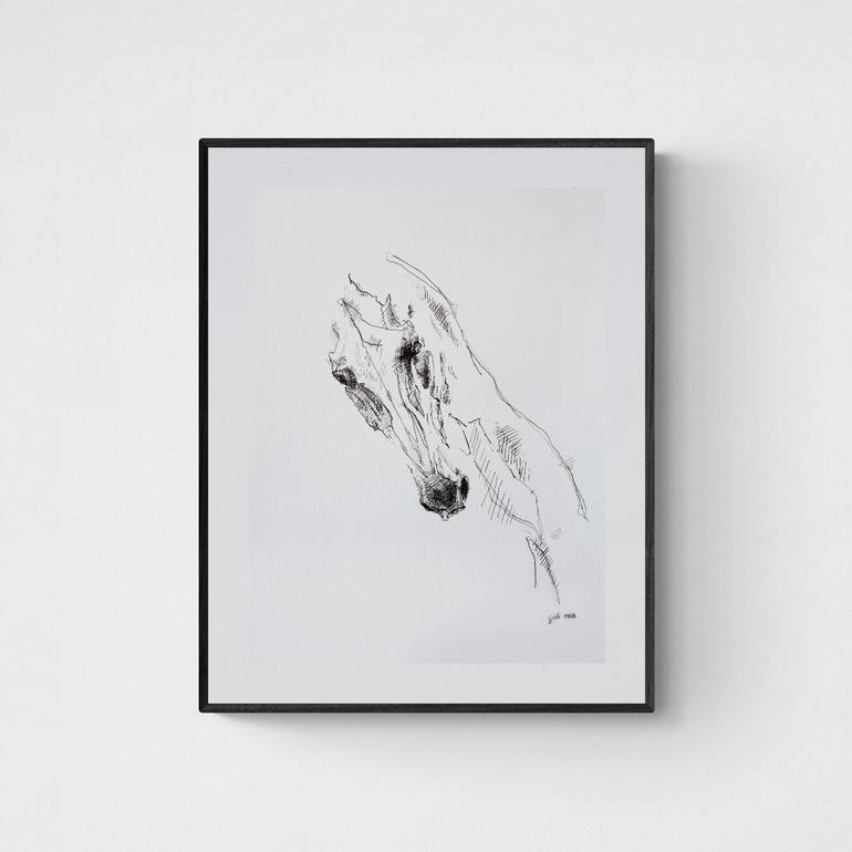 Original Expressionism Horse Drawing by Benedicte Gele