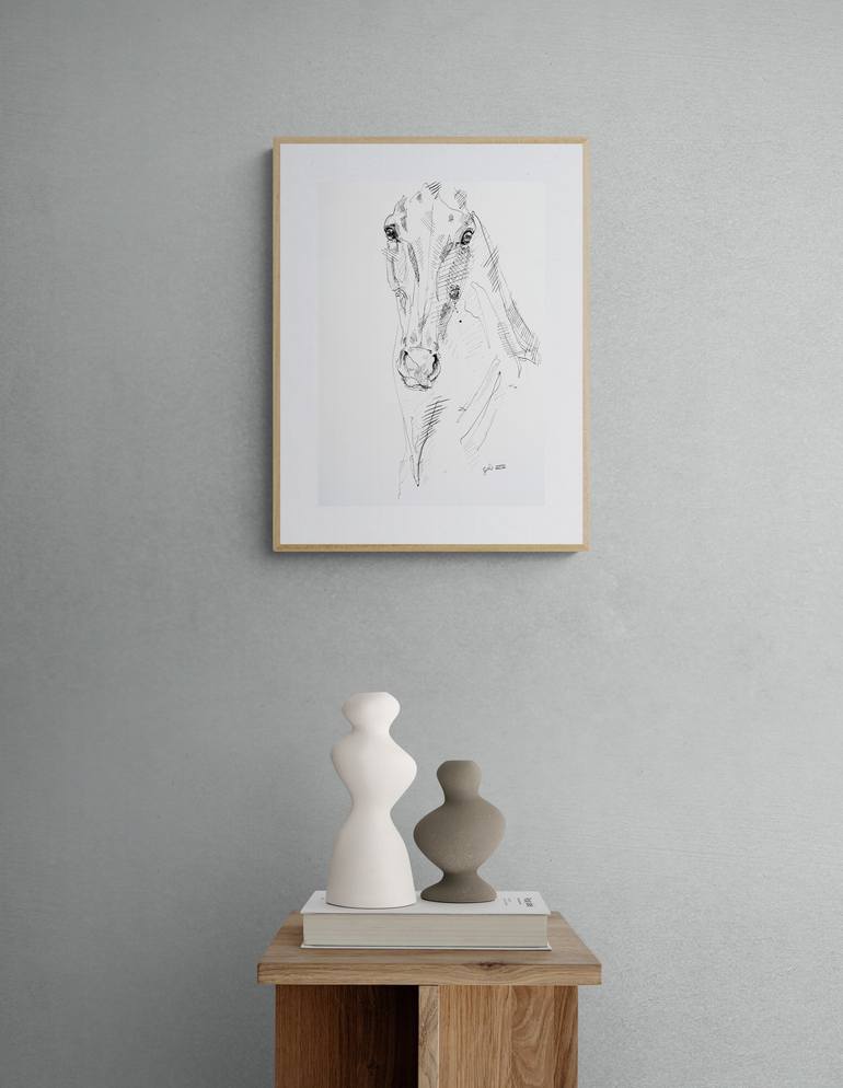 Original Expressionism Horse Drawing by Benedicte Gele