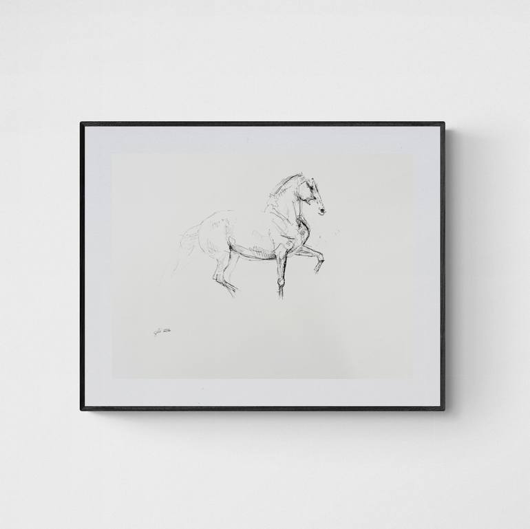 Original Expressionism Horse Drawing by Benedicte Gele