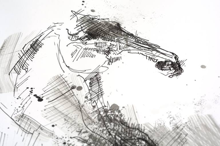 Original Horse Drawing by Benedicte Gele