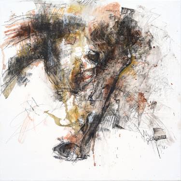 Original Expressionism Horse Drawings by Benedicte Gele