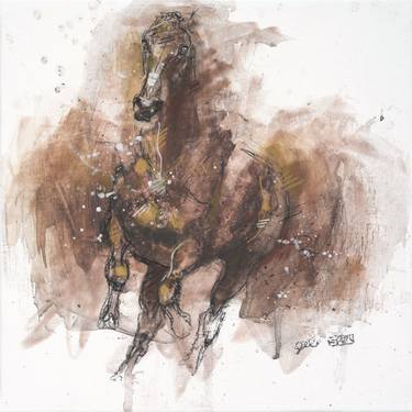 Original Expressionism Horse Drawings by Benedicte Gele